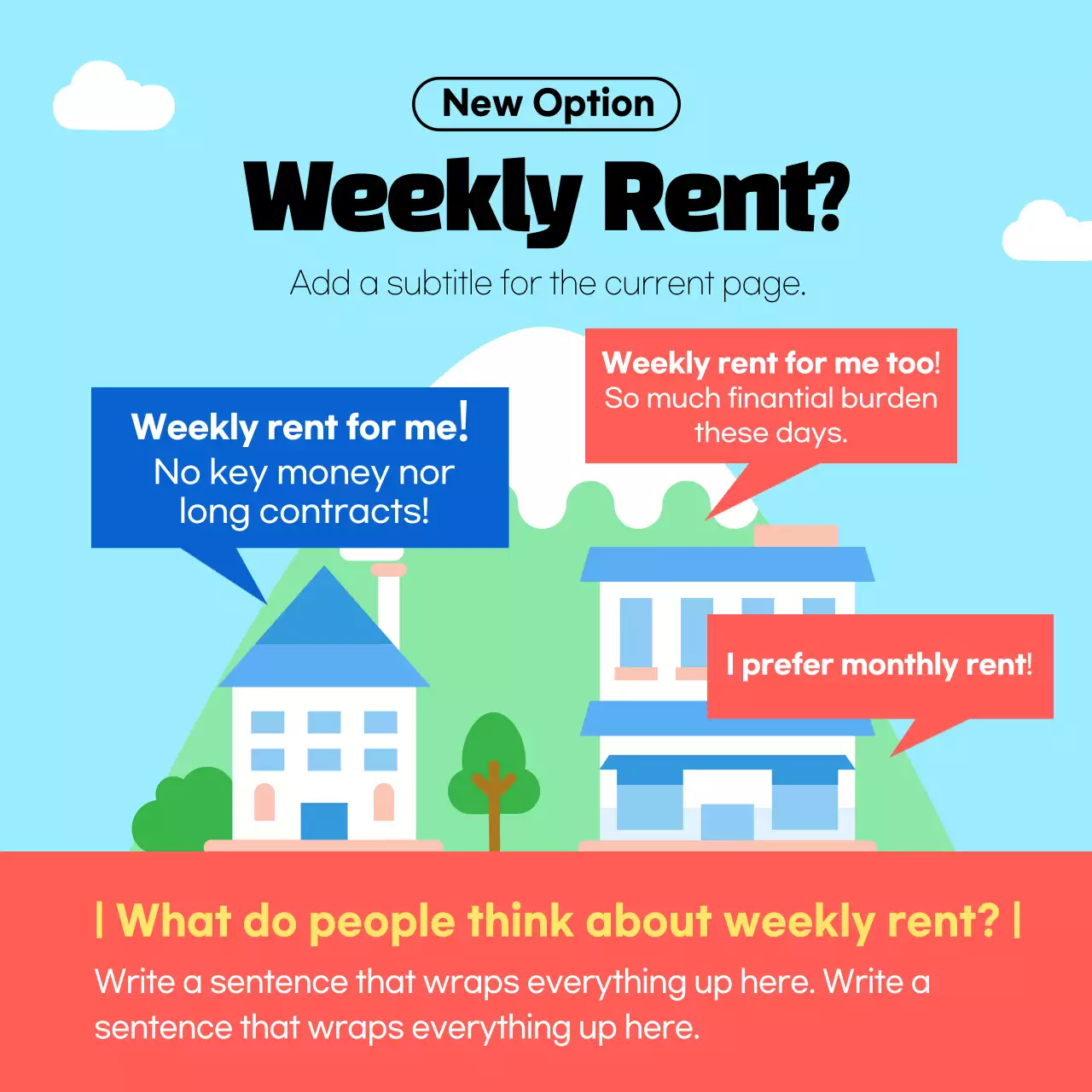 A light blue and red friendly illustration