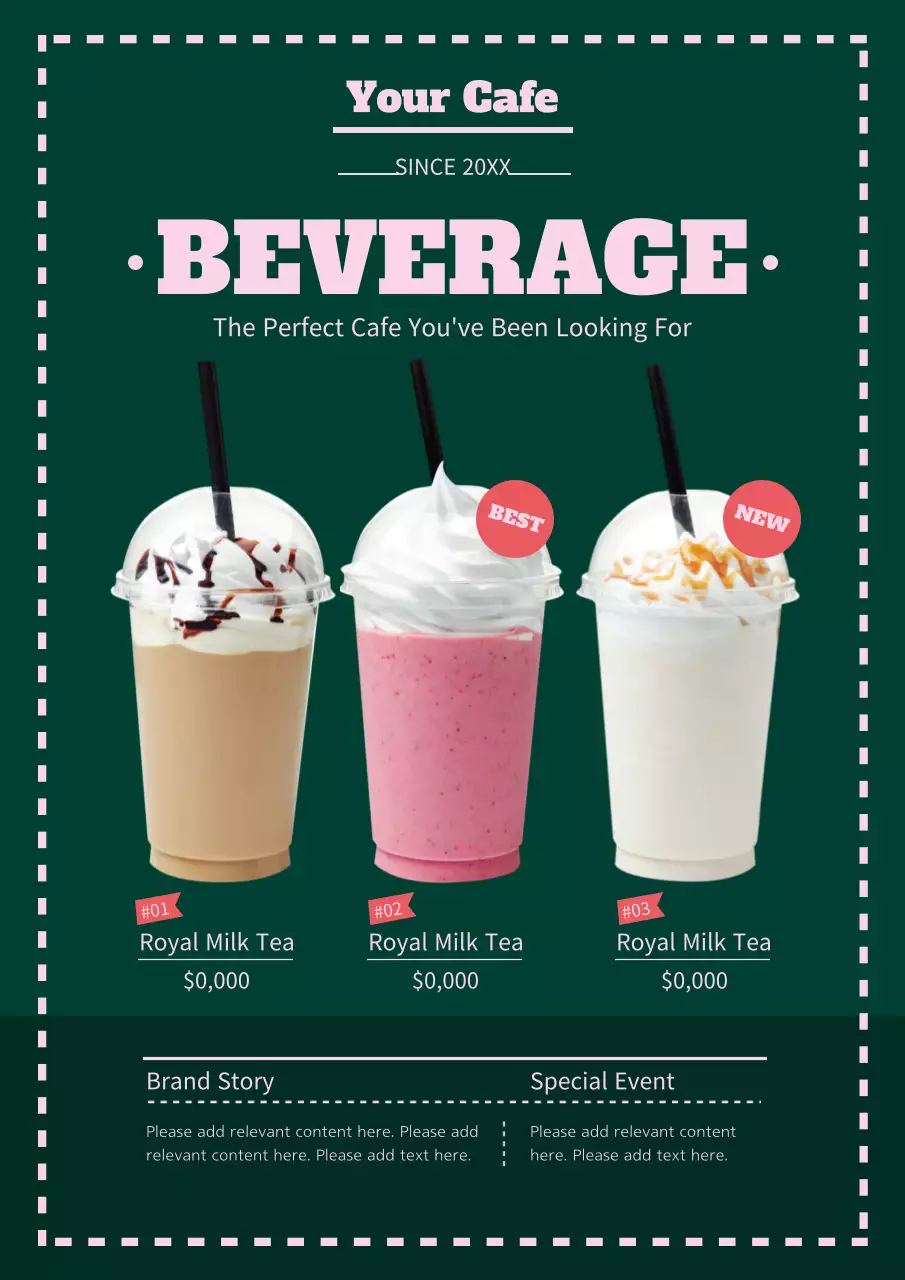 Green Modern Beverage Menu Poster