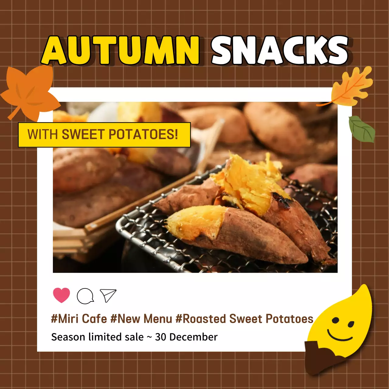 Brown Trendy Snacks Promotion Social Media Post