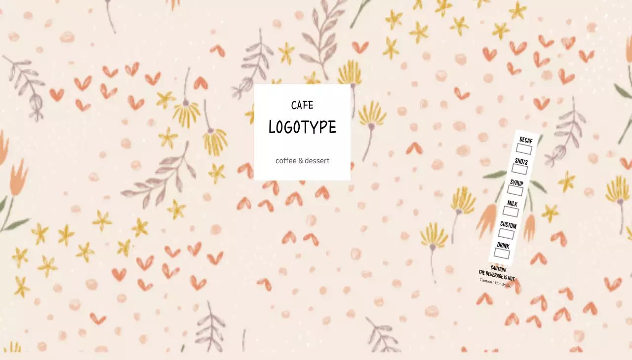 Beige illustrated flower pattern