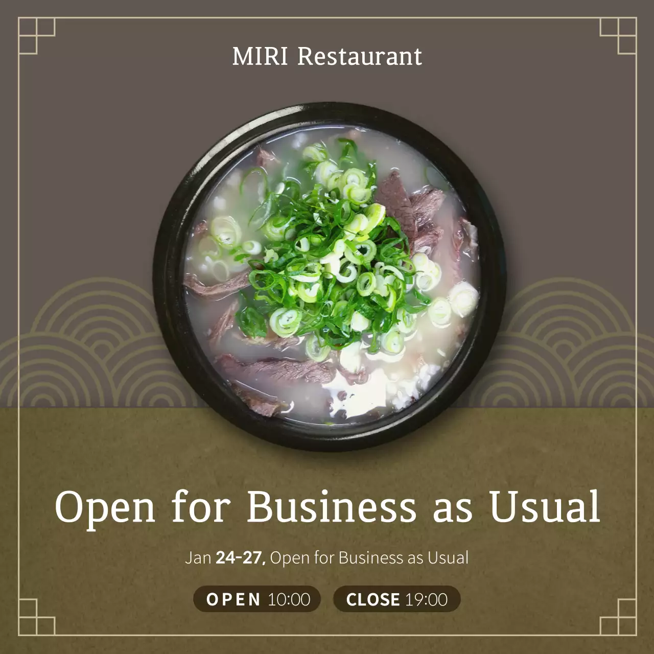 Brown Traditional Restaurant Promotion Instagram Post