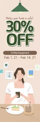 green beige illustration modern interior home cafe event promotion