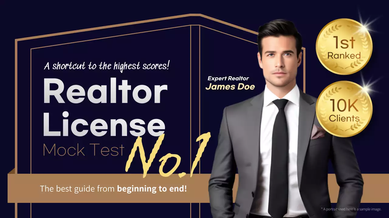 Navy and gold professional-looking real estate license practice test questions and answers
