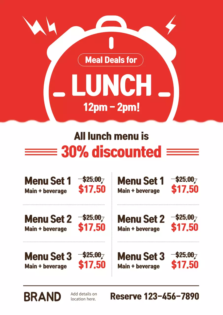 Red Modern Lunch Promotion Poster