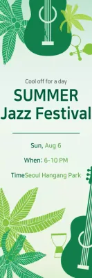 Banner verde para evento de jazz tropical