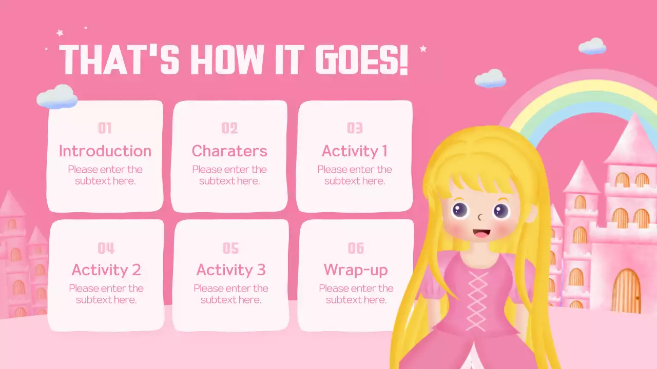 A cute princess in pink and a storytelling lesson