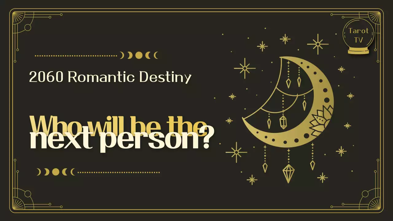 검정 배경과 골드색 라인패턴이 들어간 달 문양의 타로 카드 연애운세