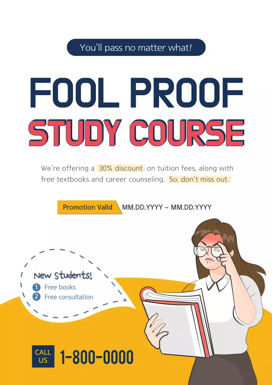 Yellow Simple Study Promotion Poster