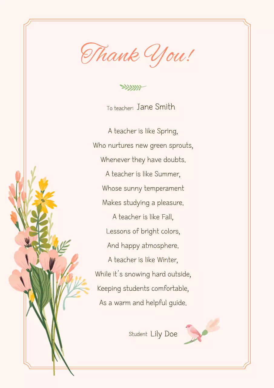 Beige Elegant Thank You Card Poster