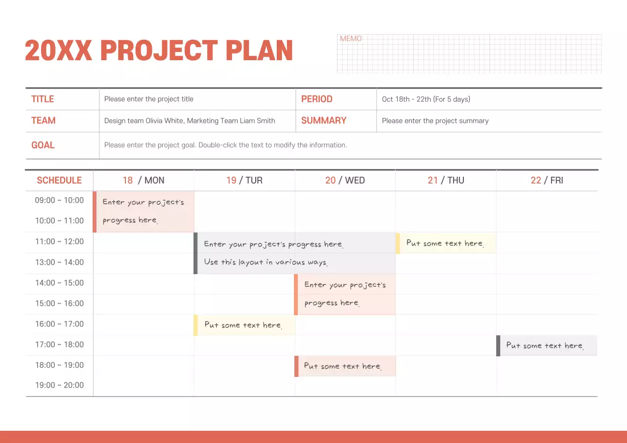 A simple project plan in red