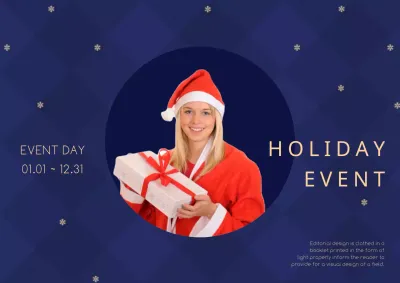 Sleek Christmas event poster with red and navy blue color scheme