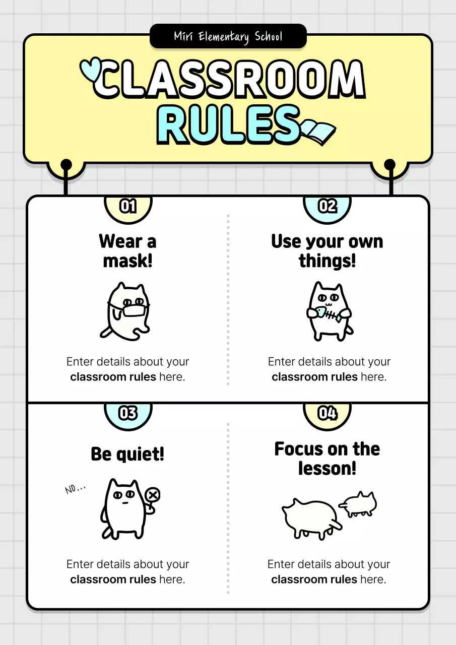 Yellow Minimal Classroom Guidelines Poster