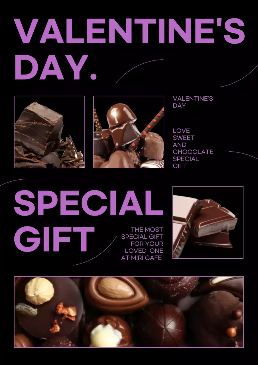 A special Valentine's Day chocolate gift in black and pink