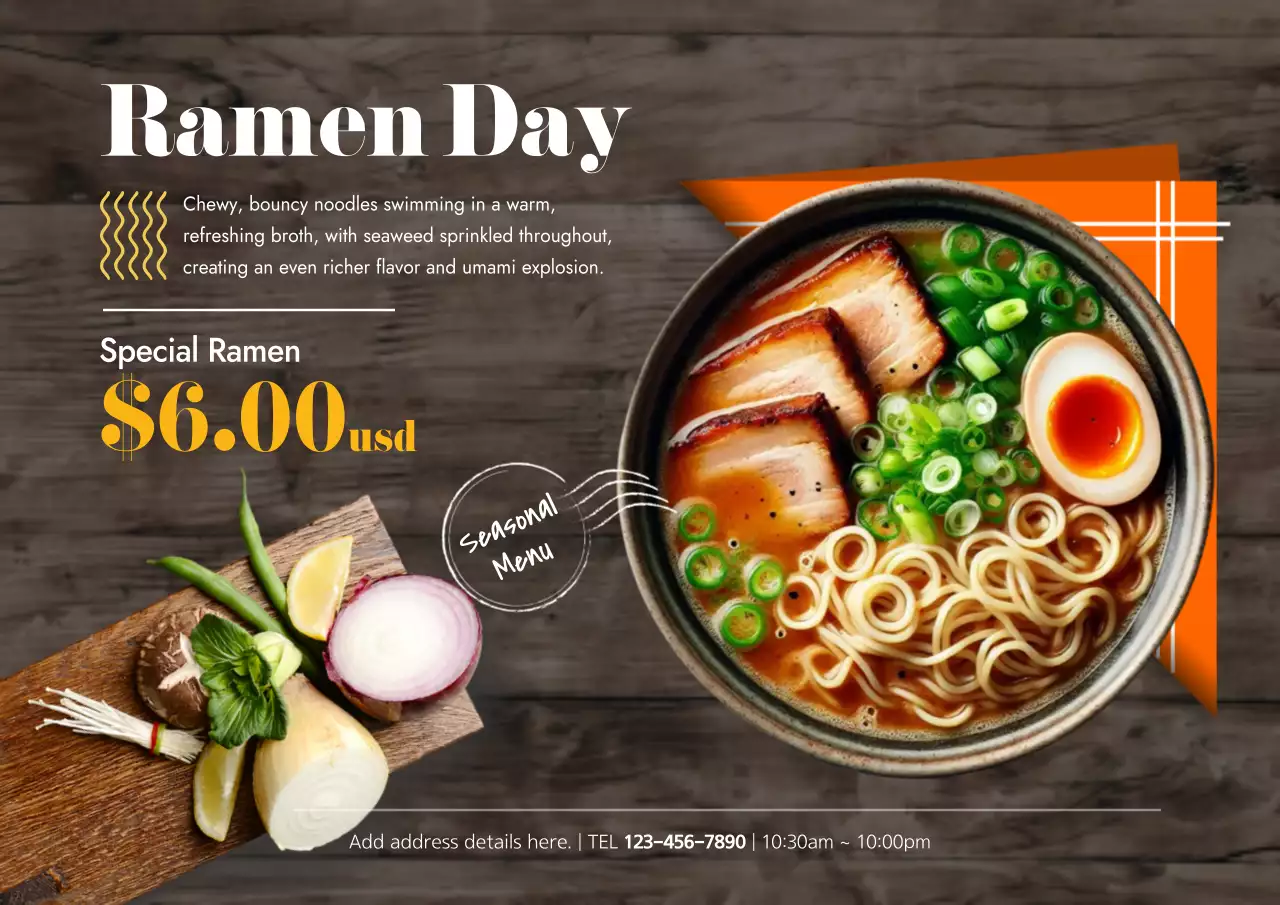 Brown Rustic Ramen Promotion Poster