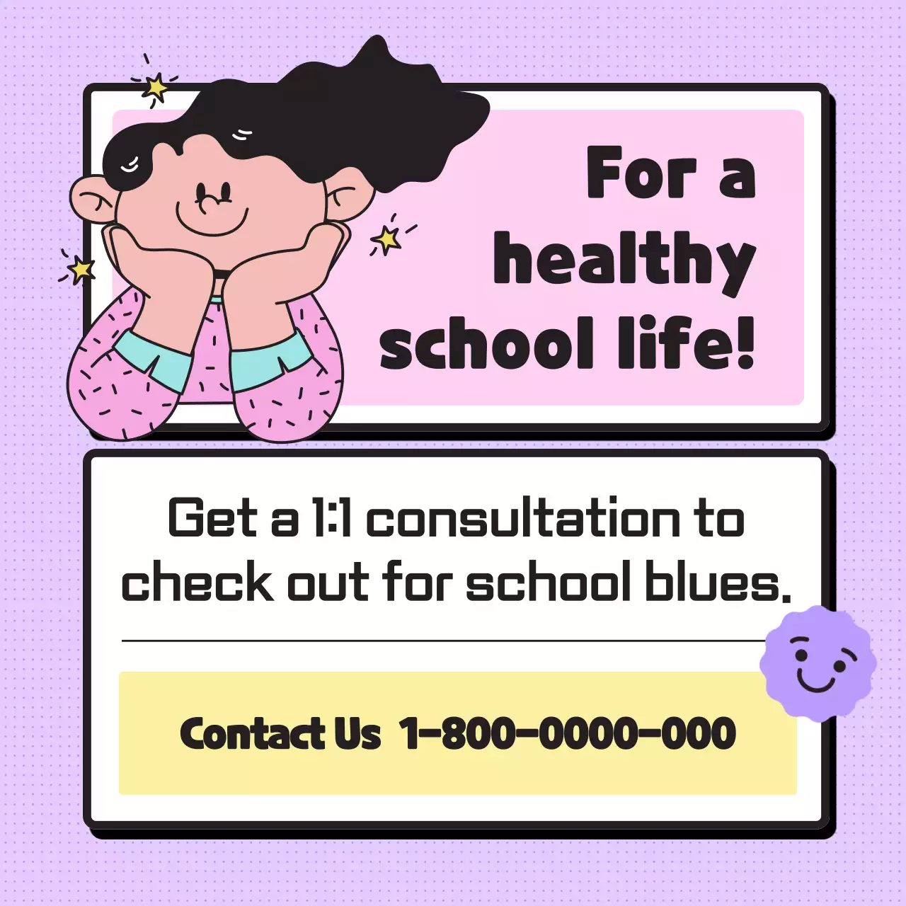 Provide information on new semester syndrome using simple pastel-toned illustrations and emoticons