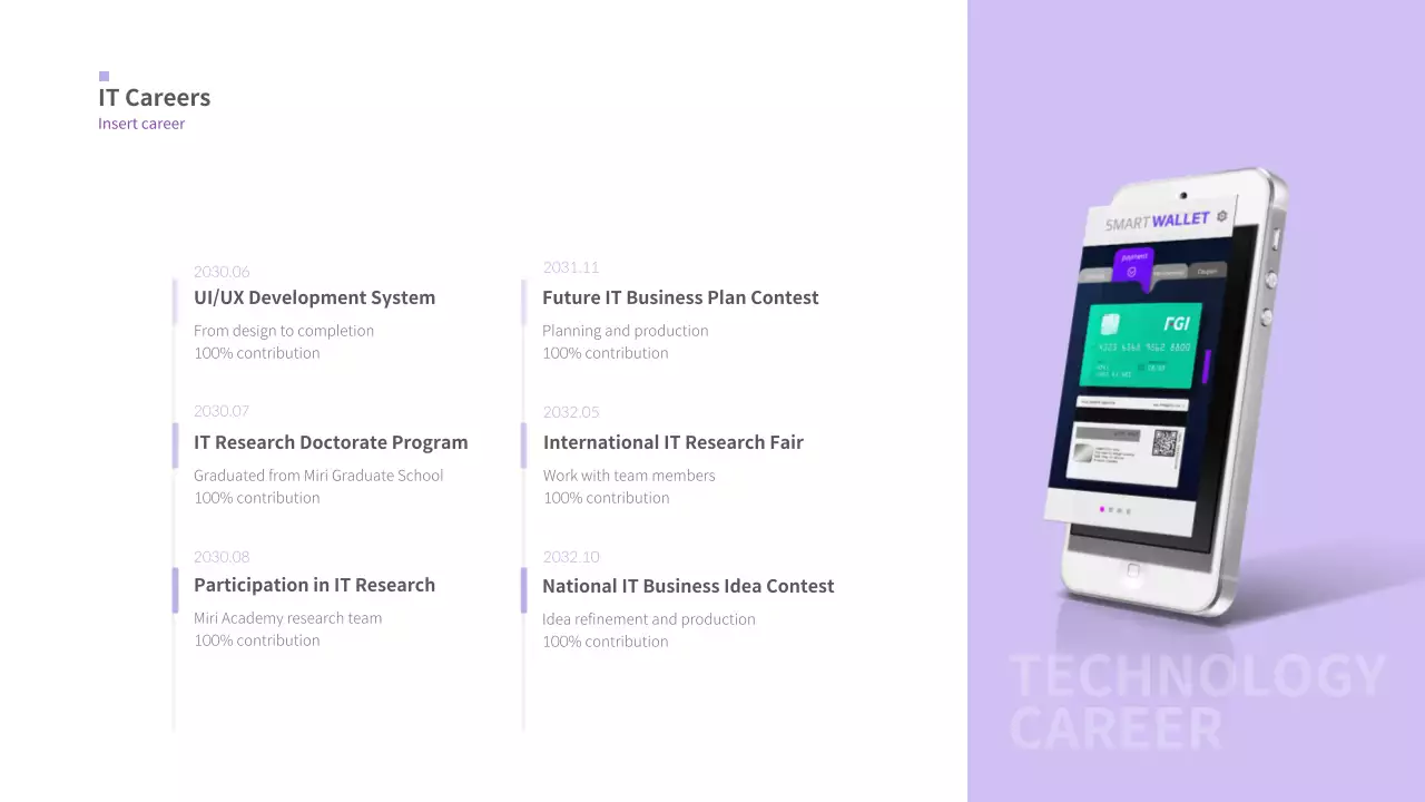 A simple portfolio with a mauve gradient