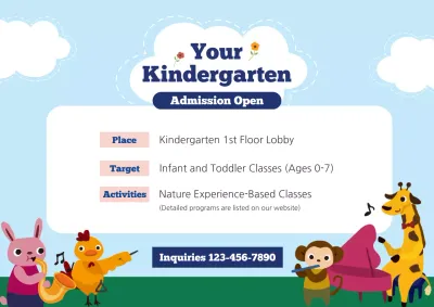 Blue Simple Kindergarten Promotion Poster