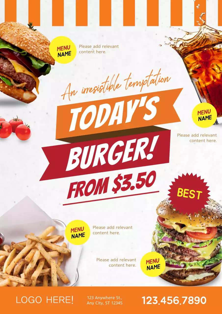 Orange Trendy Burger Promotion Poster