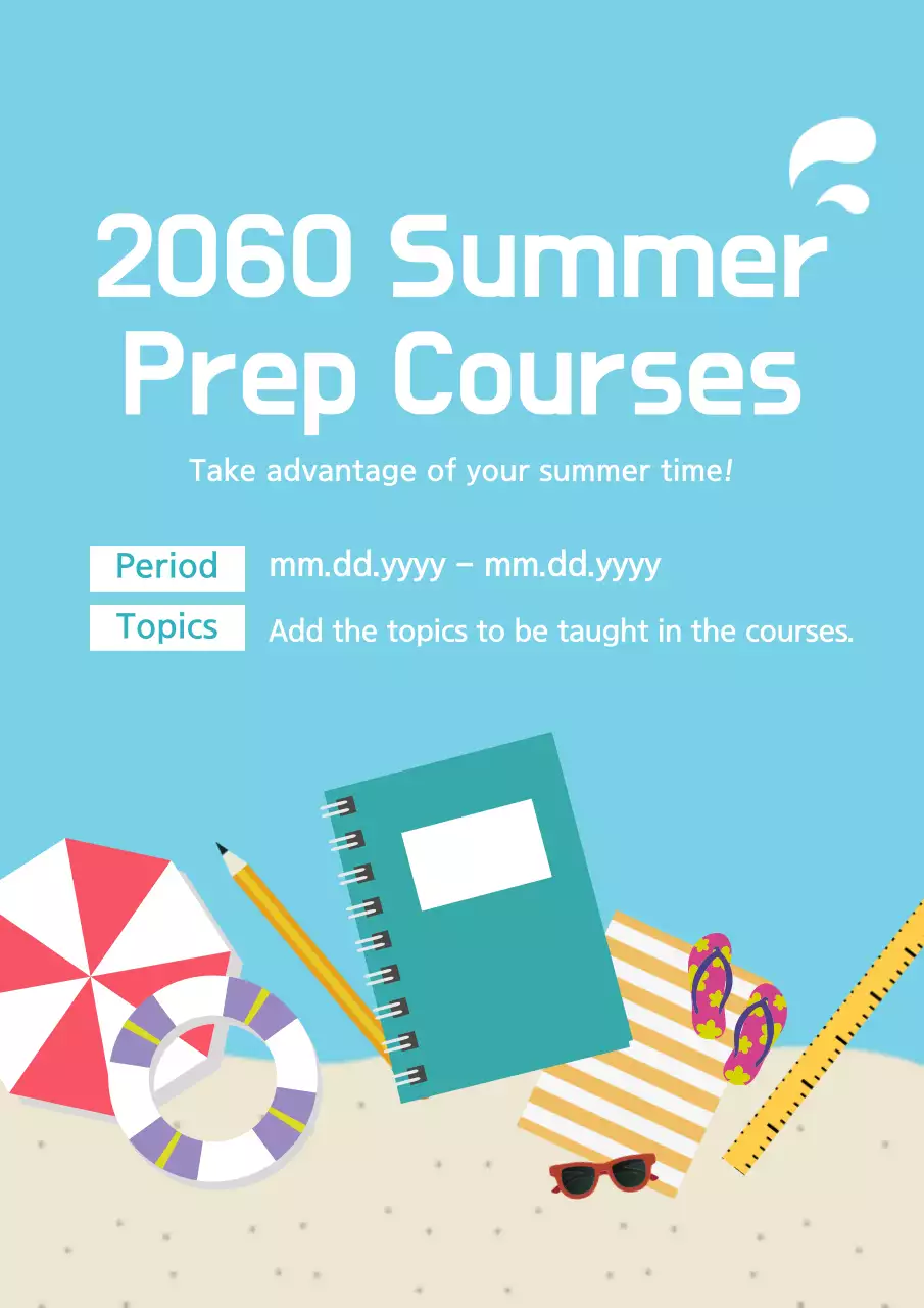 Blue Modern Summer Courses Advertisement Poster