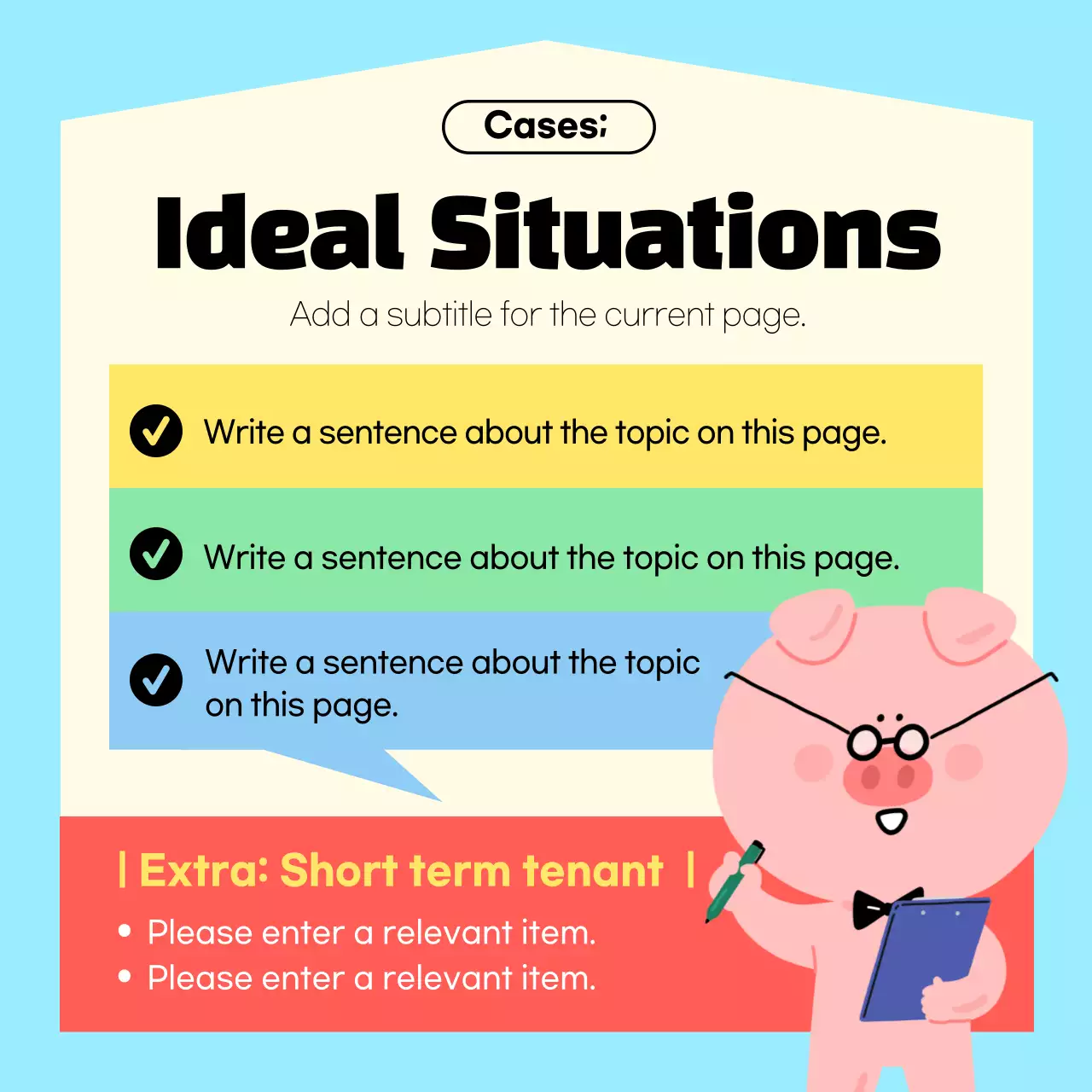 A light blue and red friendly illustration