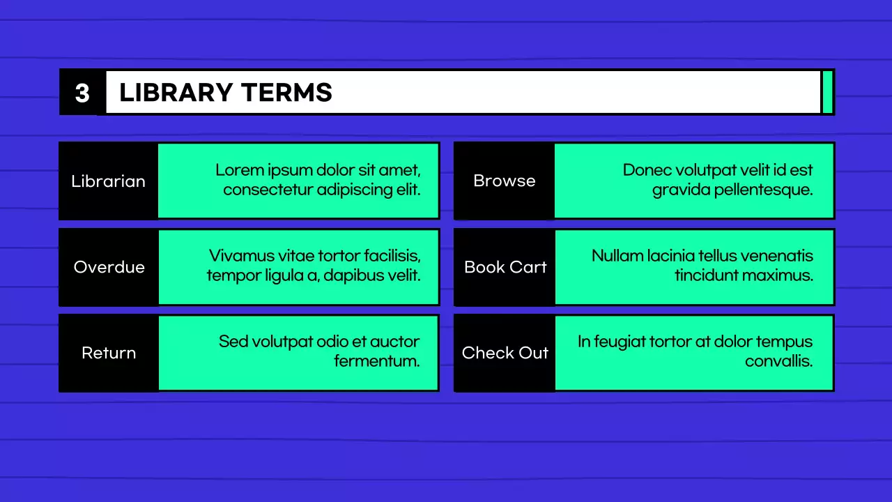 A guide to using the blue and mint middle school library