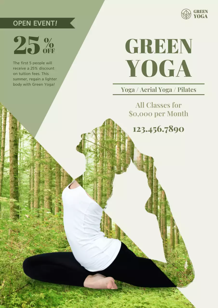 Green Minimal Yoga Promotion Poster