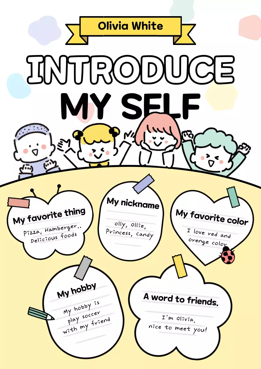 Cute child bio concept in yellow and white