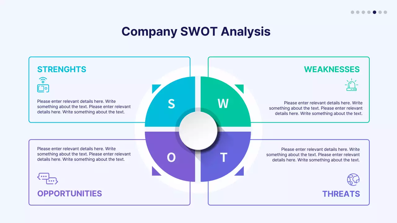 Blue and purple gradient icon SWOT