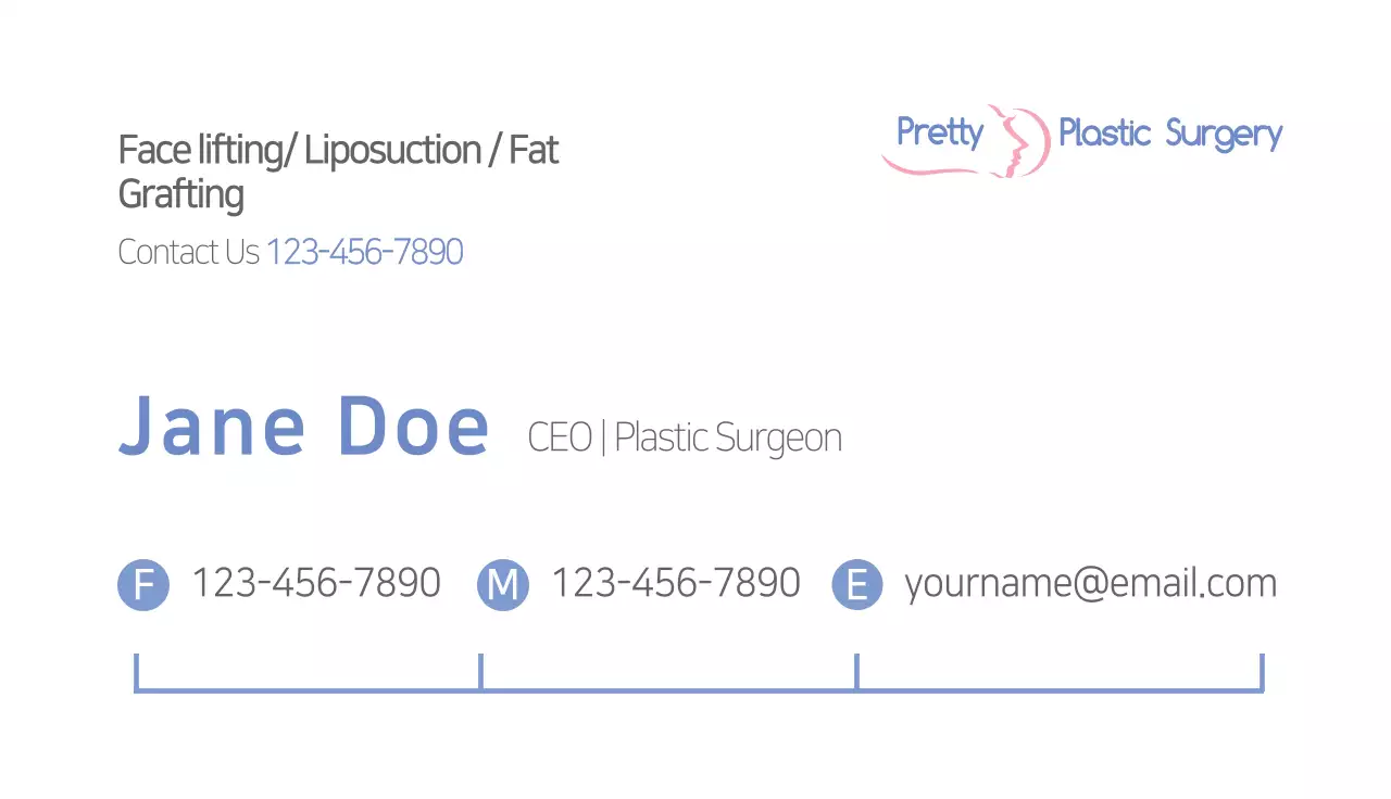 Blue Professional Plastic Surgery Advertisement Business Card