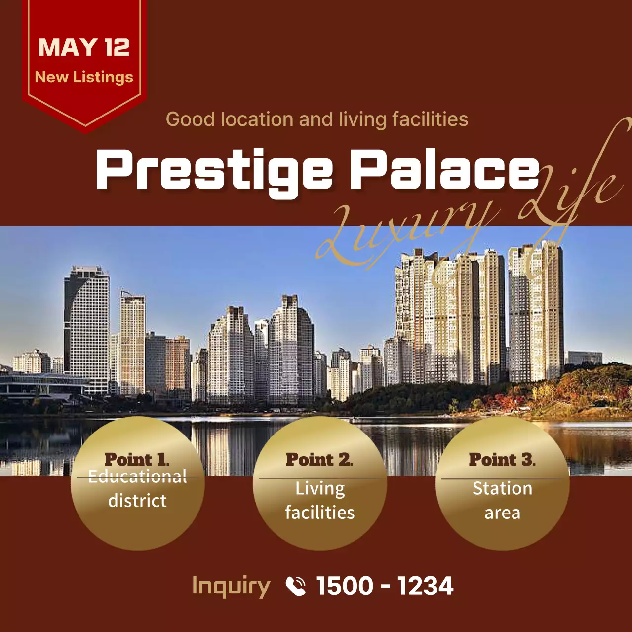 Brown Luxury Real Estate Promotion Social Media Post