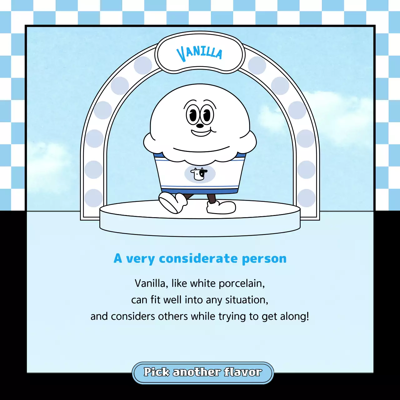 Cute retro character illustration style ice cream character in pink mint chocolate color