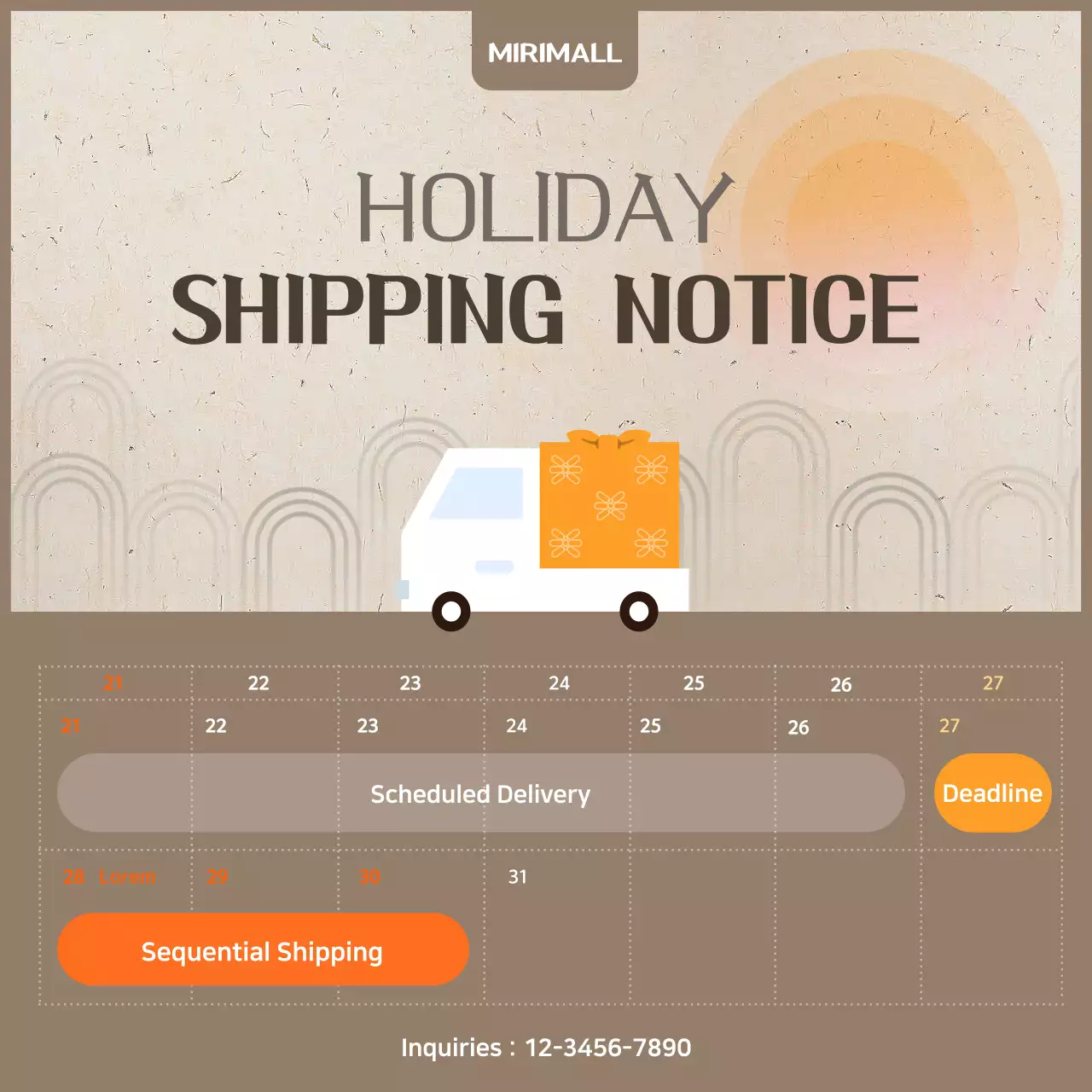 Beige Modern Shipping Notice Instagram Post