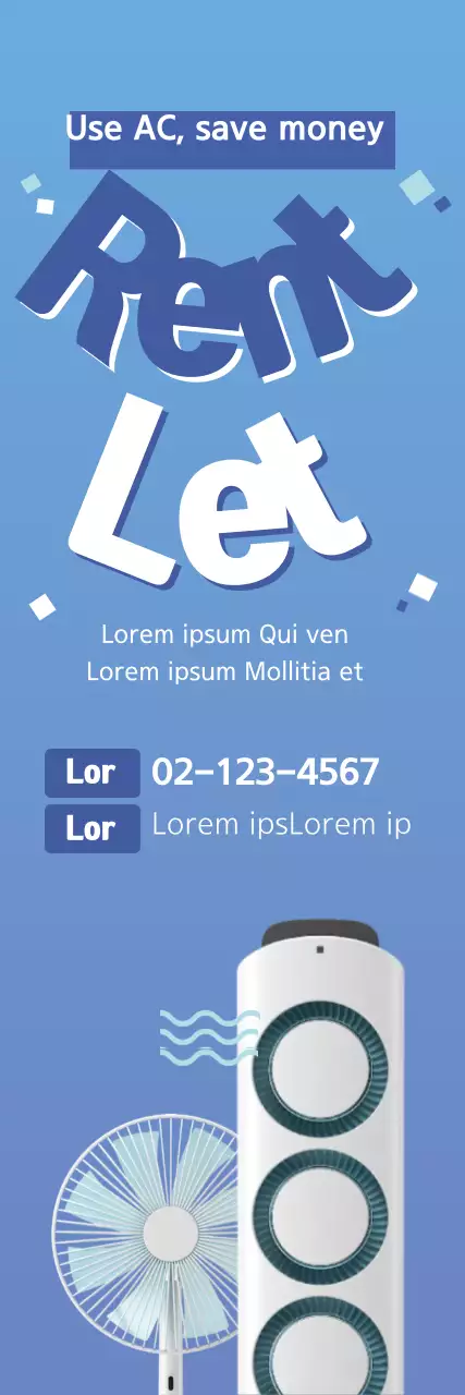 Banner promocional de aluguel de ar condicionado moderno azul