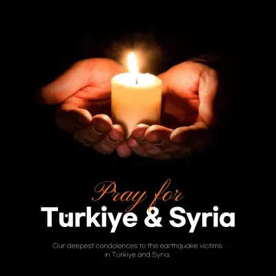 Earthquake mourning with black, clean photo emphasis