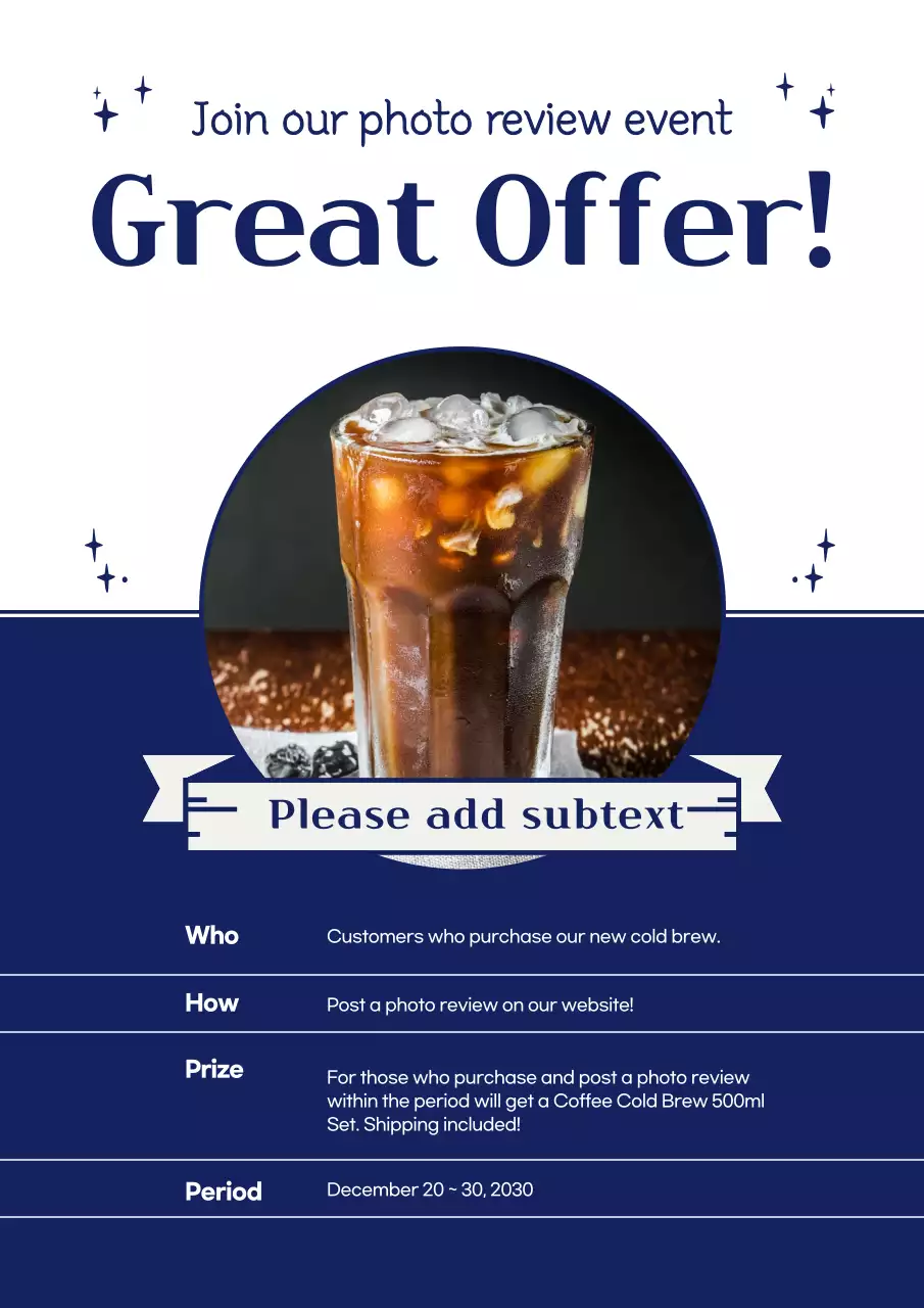 Navy Modern Coffee Promotion Poster