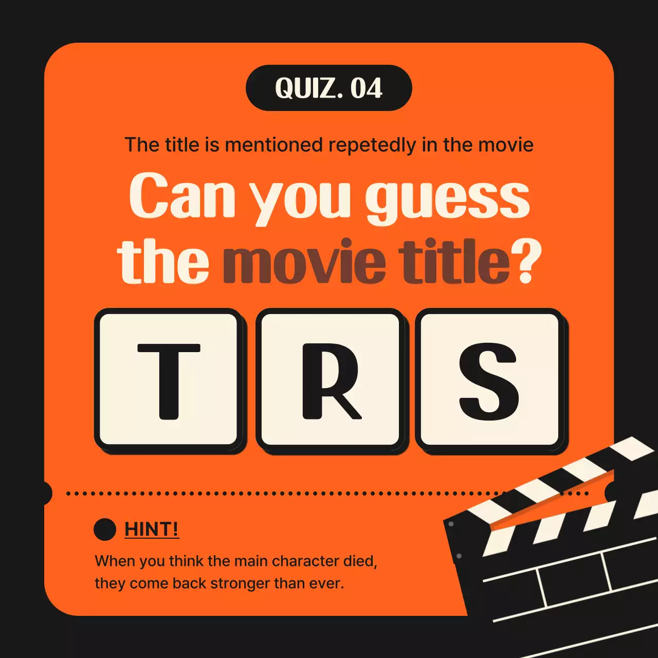 Cinema themed movie quiz in orange color
