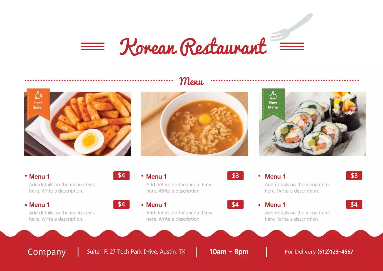 Red Minimal Restaurant Menu Poster