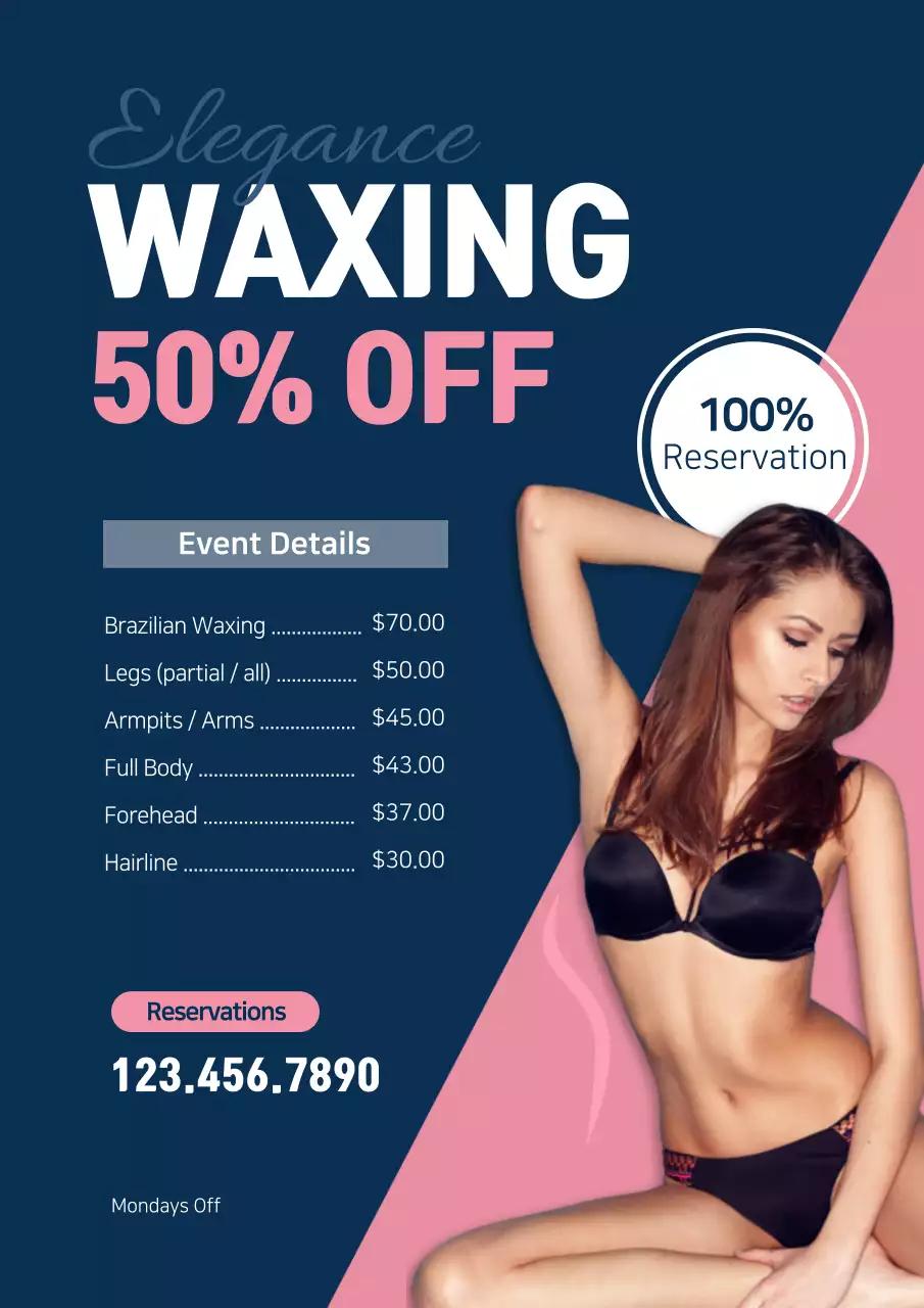 Blue Elegant Waxing Promotion Poster