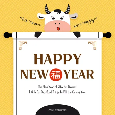 Yellow Traditional New Year Card Social Media Post