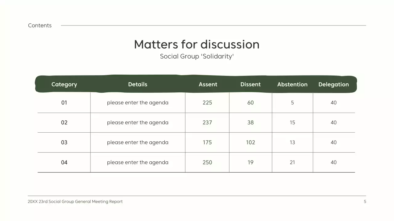 Clean AGM report with cute green illustrations