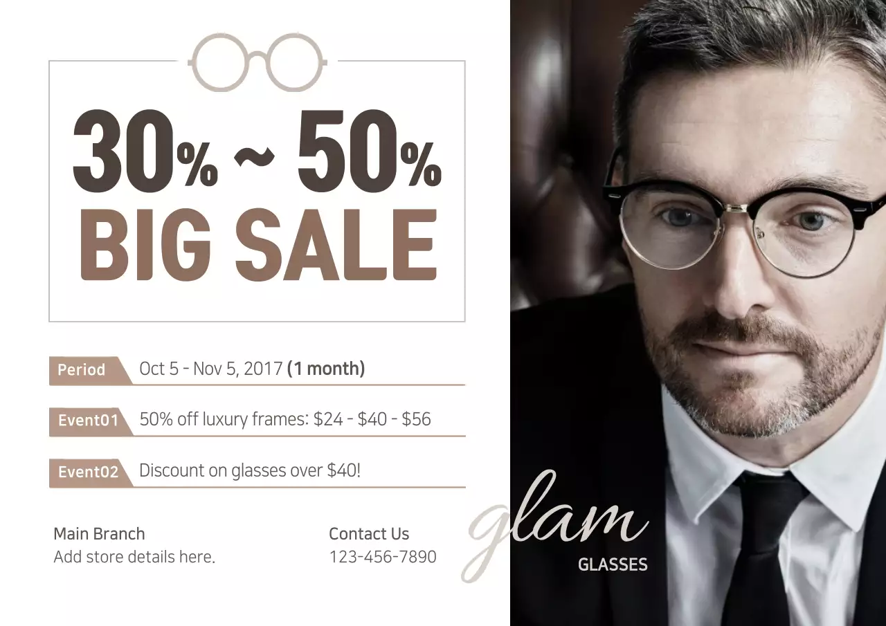 Brown Modern Glasses Promotion Poster