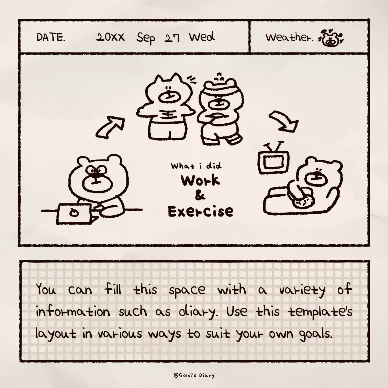 Beige Simple Diary Planner Social Media Post