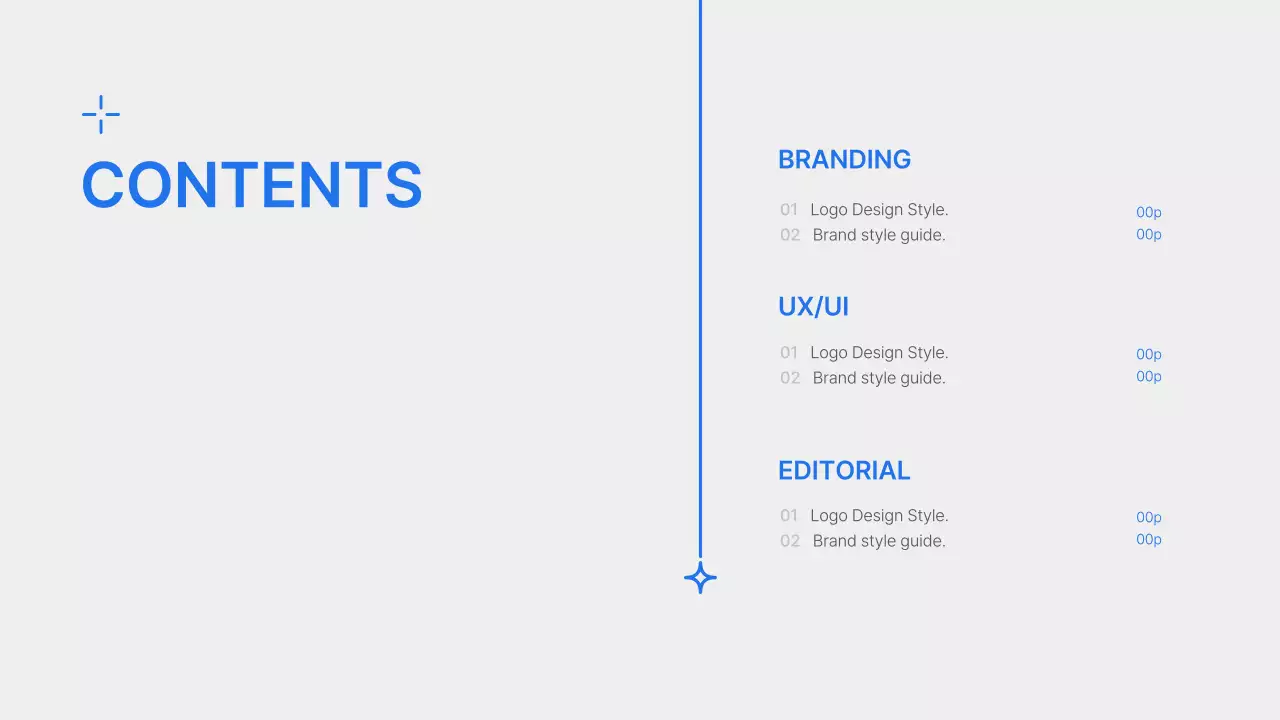 Design portfolio with a simple blue and white concept