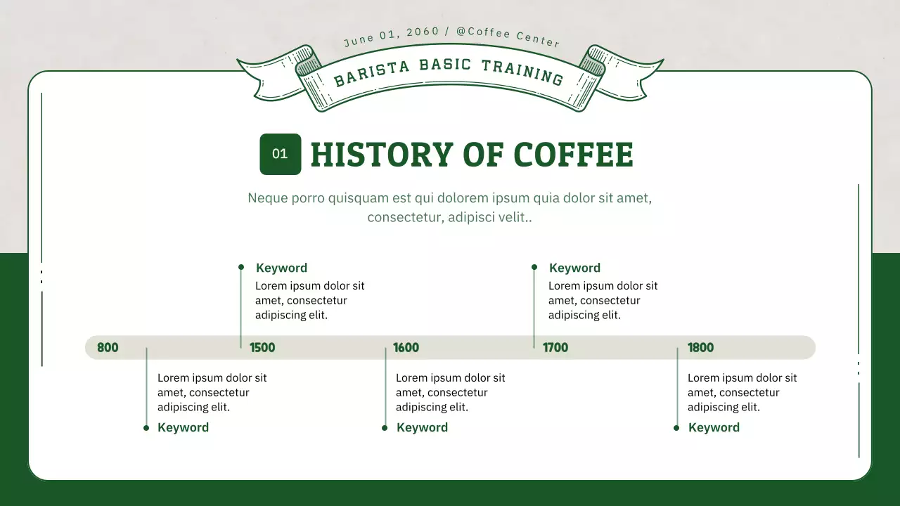 Barista training with green 3D illustrations