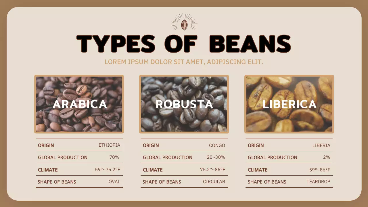 베이지색 커피 교육 따뜻한 프레젠테이션 