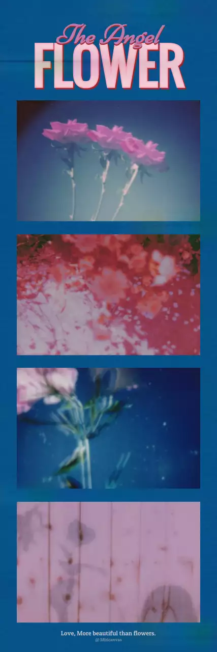 Banner de pôster de flor retrô azul