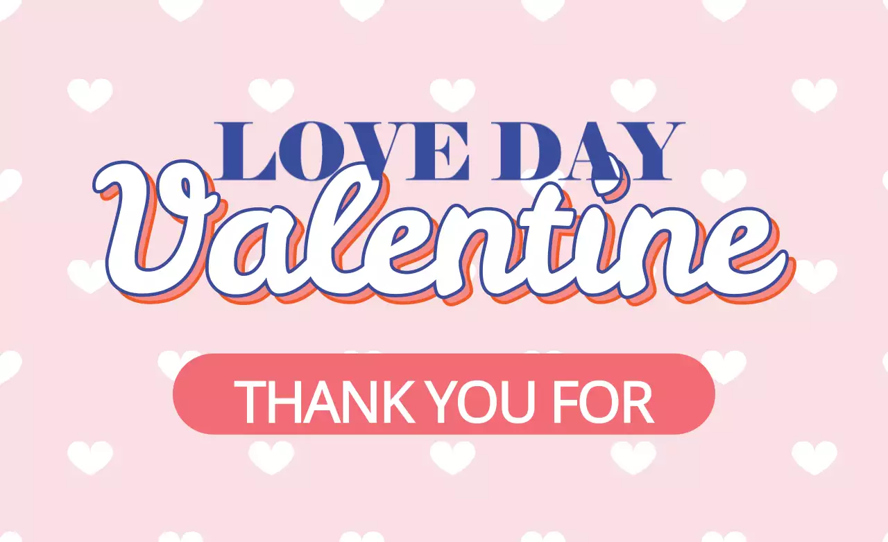 Pink Playful Valentine Thank You Banner