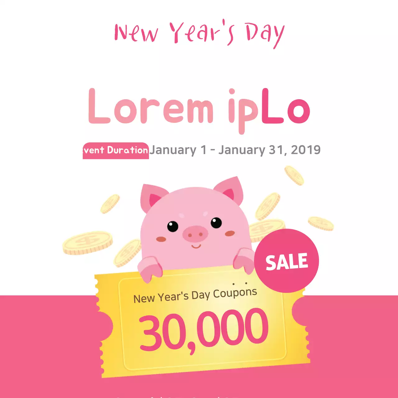 Pink Trendy New Year Promotion Banner