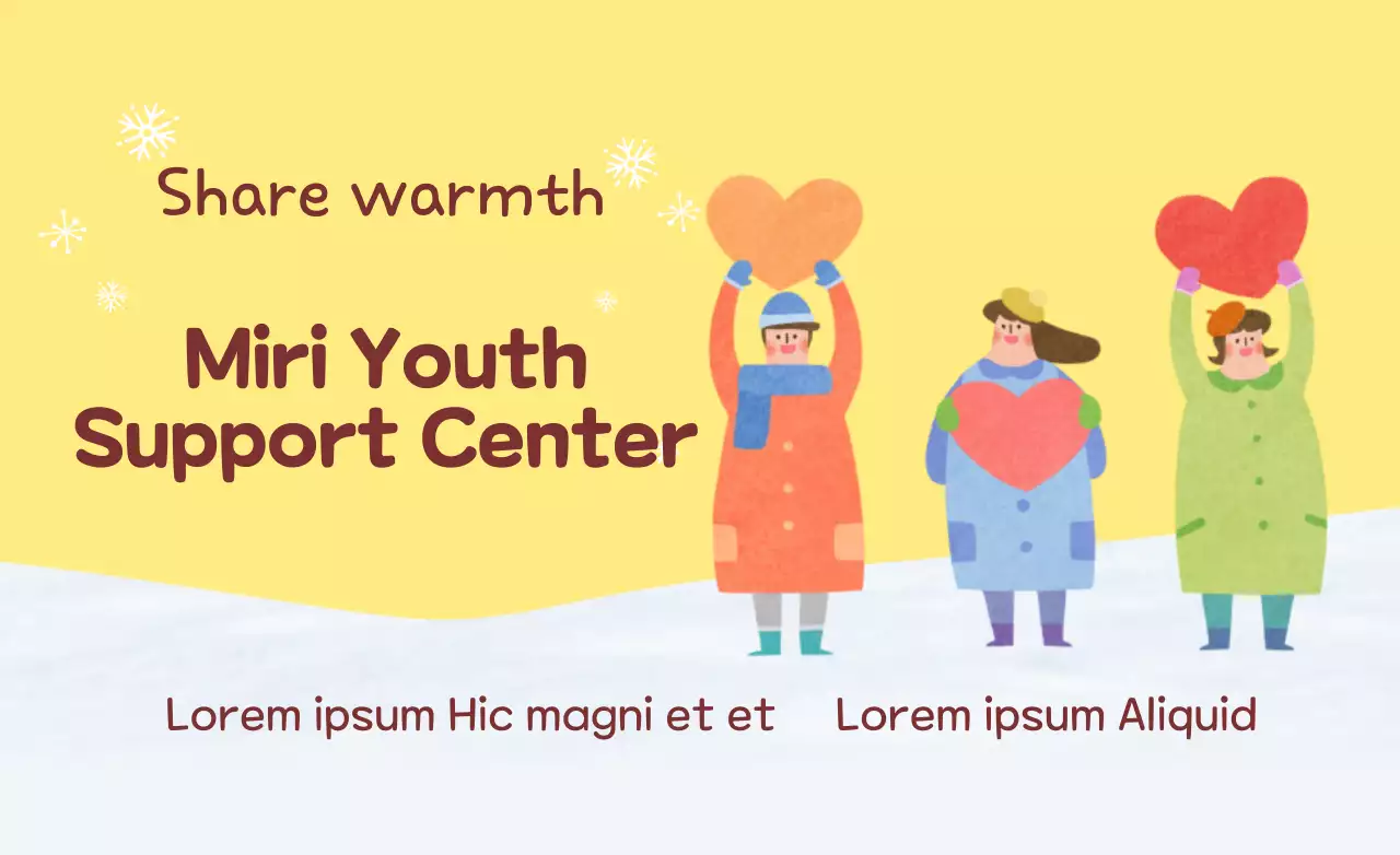 Berbagi acara kelembagaan dengan warna kuning dan ilustrasi