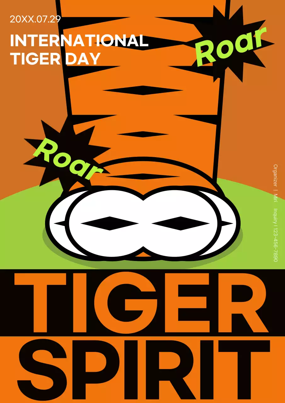 Orange Retro Tiger Promotion Poster